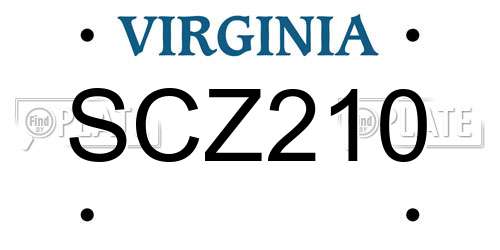 SCZ210 Virginia License Plate