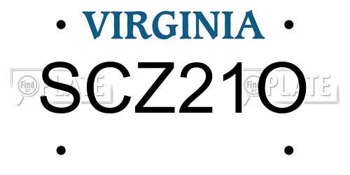 SCZ21O Virginia License Plate