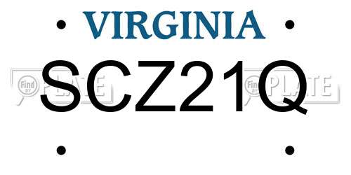 SCZ21Q Virginia License Plate