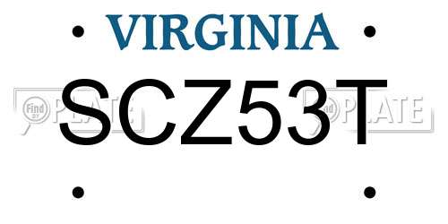 SCZ53T Virginia License Plate