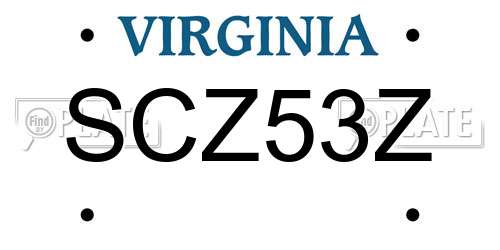 SCZ53Z Virginia License Plate