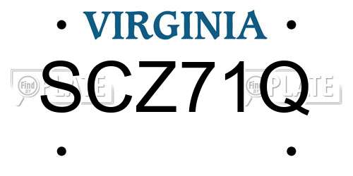 SCZ71Q Virginia License Plate
