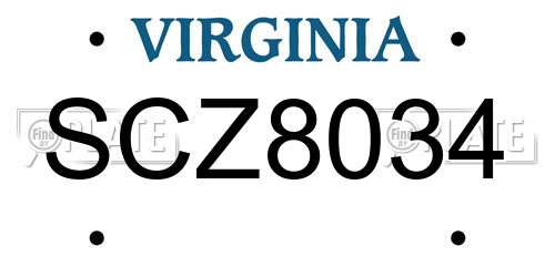SCZ8034 Virginia License Plate