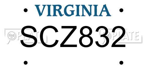 SCZ832 Virginia License Plate