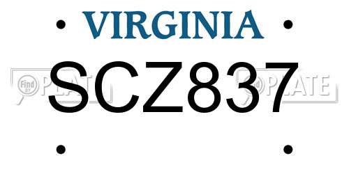 SCZ837 Virginia License Plate