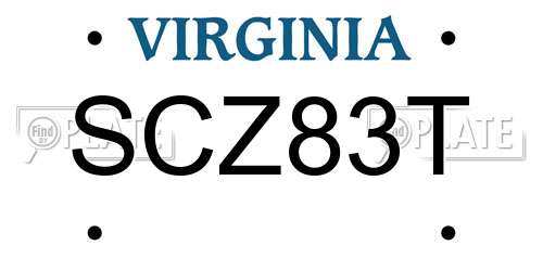 SCZ83T Virginia License Plate