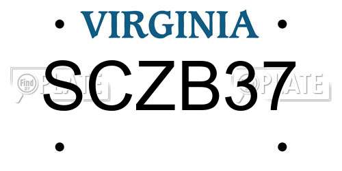 SCZB37 Virginia License Plate