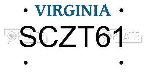 SCZT61 Virginia License Plate