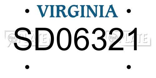 SD06321 Virginia License Plate