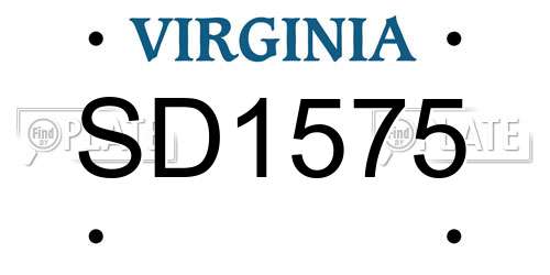 SD1575 Virginia License Plate
