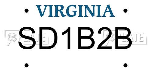 SD1B2B Virginia License Plate