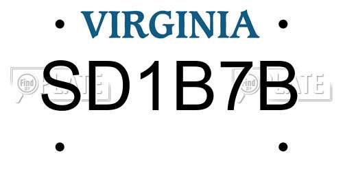 SD1B7B Virginia License Plate