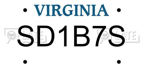 SD1B7S Virginia License Plate
