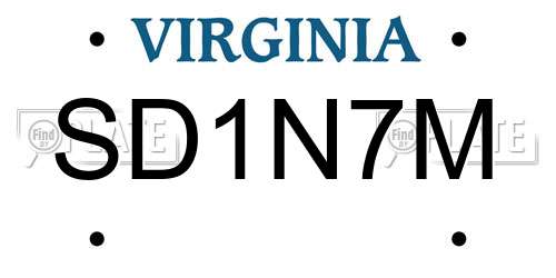 SD1N7M Virginia License Plate