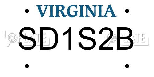 SD1S2B Virginia License Plate
