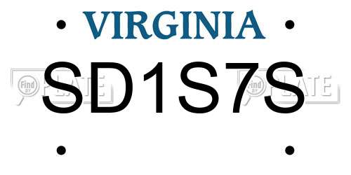 SD1S7S Virginia License Plate