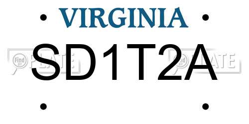 SD1T2A Virginia License Plate