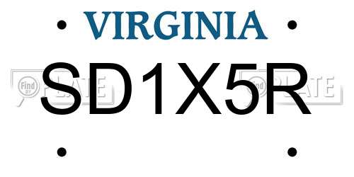 SD1X5R Virginia License Plate
