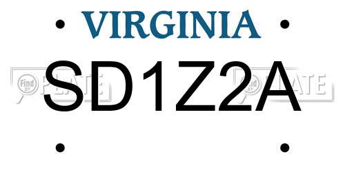 SD1Z2A Virginia License Plate