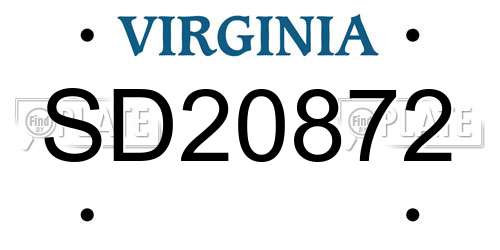 SD20872 Virginia License Plate