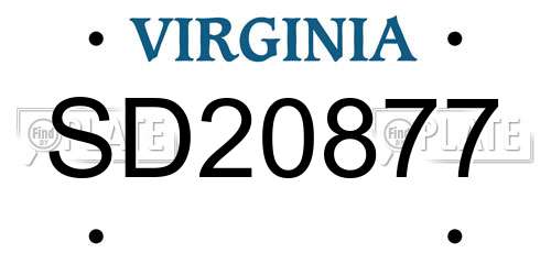 SD20877 Virginia License Plate