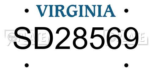 SD28569 Virginia License Plate