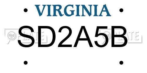 SD2A5B Virginia License Plate
