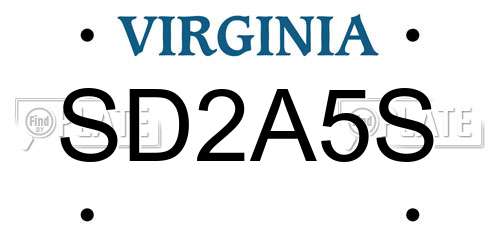 SD2A5S Virginia License Plate