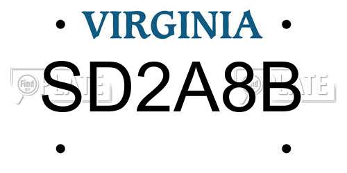 SD2A8B Virginia License Plate