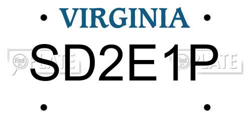SD2E1P Virginia License Plate