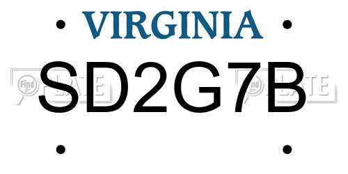 SD2G7B Virginia License Plate