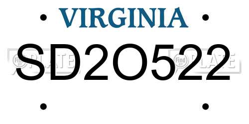 SD2O522 Virginia License Plate