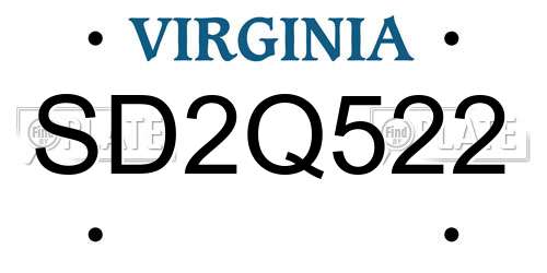 SD2Q522 Virginia License Plate