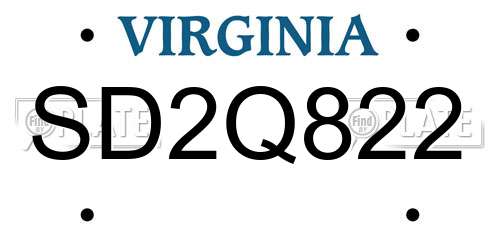 SD2Q822 Virginia License Plate