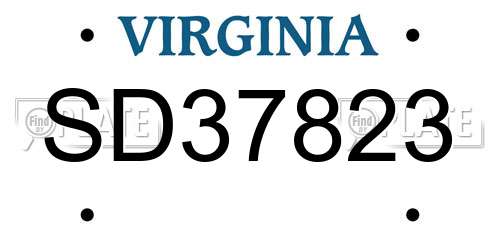 SD37823 Virginia License Plate