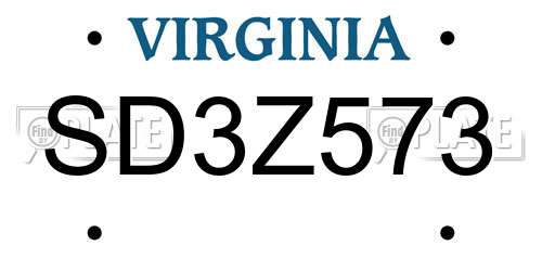 SD3Z573 Virginia License Plate