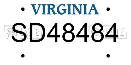 SD48484 Virginia License Plate