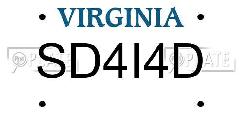 SD4I4D Virginia License Plate