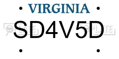 SD4V5D Virginia License Plate