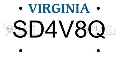 SD4V8Q Virginia License Plate