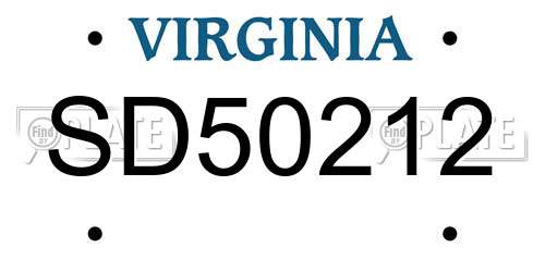SD50212 Virginia License Plate