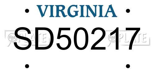 SD50217 Virginia License Plate