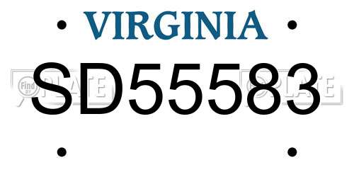 SD55583 Virginia License Plate