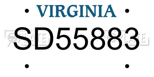 SD55883 Virginia License Plate