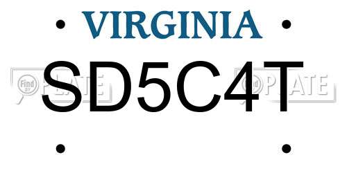 SD5C4T Virginia License Plate