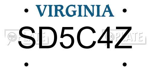 SD5C4Z Virginia License Plate