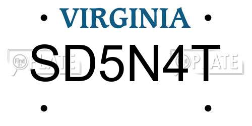 SD5N4T Virginia License Plate