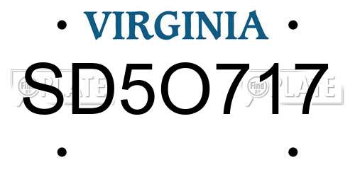 SD5O717 Virginia License Plate
