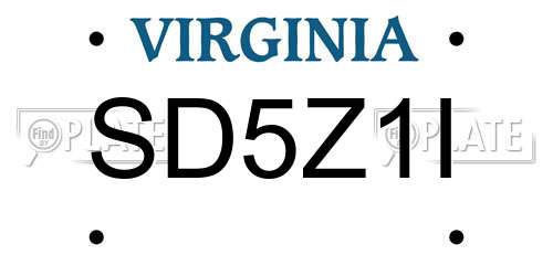 SD5Z1I Virginia License Plate