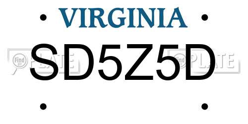 SD5Z5D Virginia License Plate